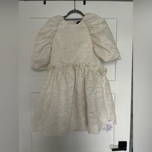 ASOS edition textured mini dress with ruffle detail in ivory